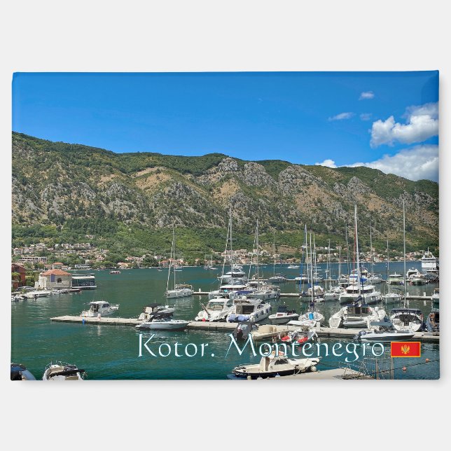 Imán Hermosa bahía de Kotor en Montenegro (Anverso)