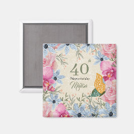 Imán Hermosa concordancia de arte botánico rústico 40