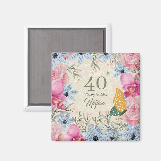 Imán Hermosa concordancia de arte botánico rústico 40 (Anverso/Reverso)