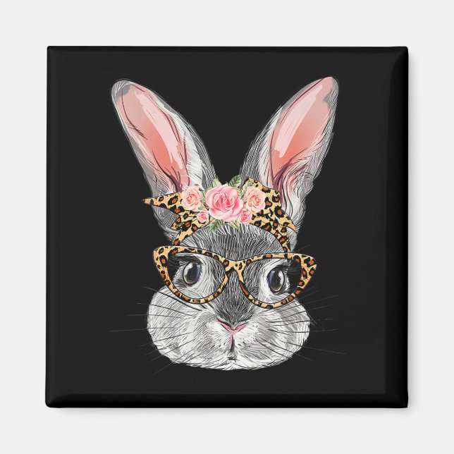 Imán Hermosa conejita con flores de leopardo de Byndana (Frente)