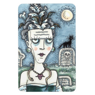 IMÁN HERMOSA CREEPY FRANKENELLA MONSTER, GRAVES, CAT