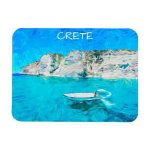 Imán Hermosa Creta Grecia Pintura Acuarela Océano