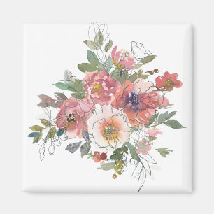 Imán Hermosa elegancia de flores acuáticas arte de ramo