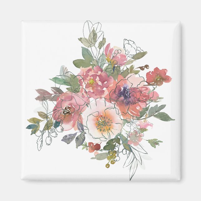 Imán Hermosa elegancia de flores acuáticas arte de ramo (Frente)