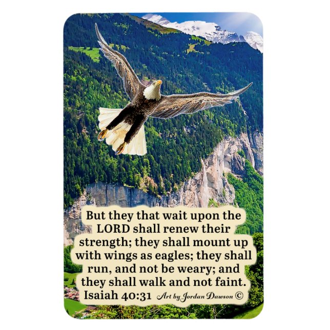 Imán Hermosa Escritura de Águila Magnet Isaiah 40:31 (Vertical)