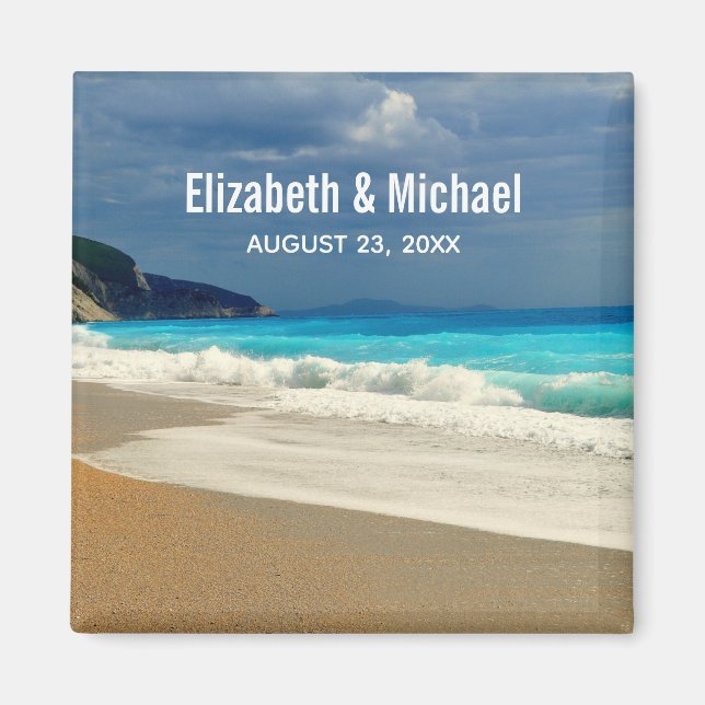 Imán Hermosa fotografía tropical turquesa en el Mar Azu (Frente)