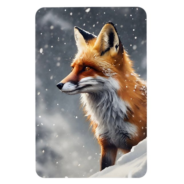 Imán Hermosa Fox en Nieve (Vertical)