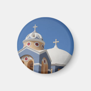 Imán Hermosa iglesia y cielo en Grecia