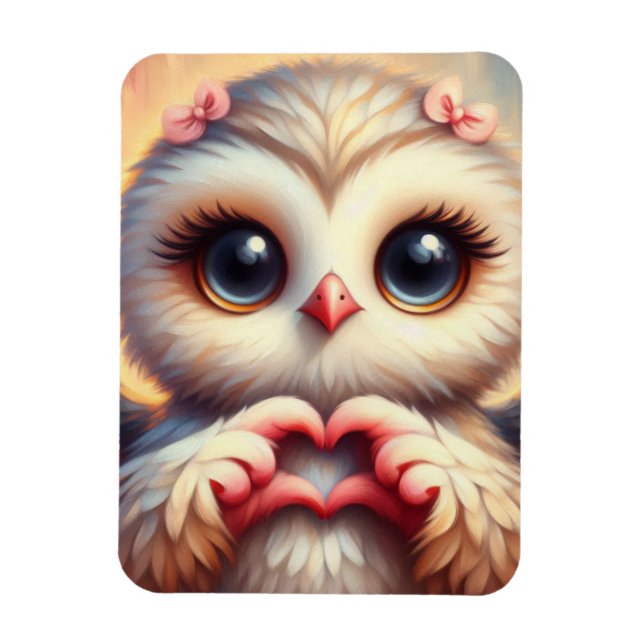 Imán Hermosa Lechuza Corazón de Amor (Vertical)