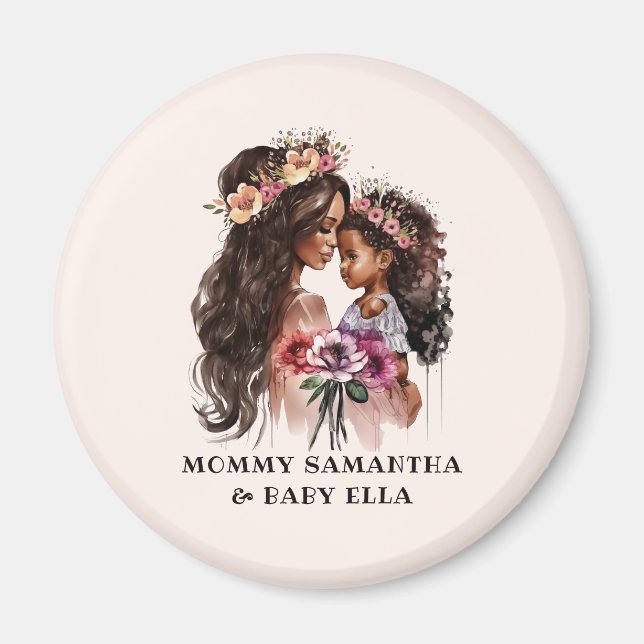 Imán Hermosa mamá negra y hija (Frente)