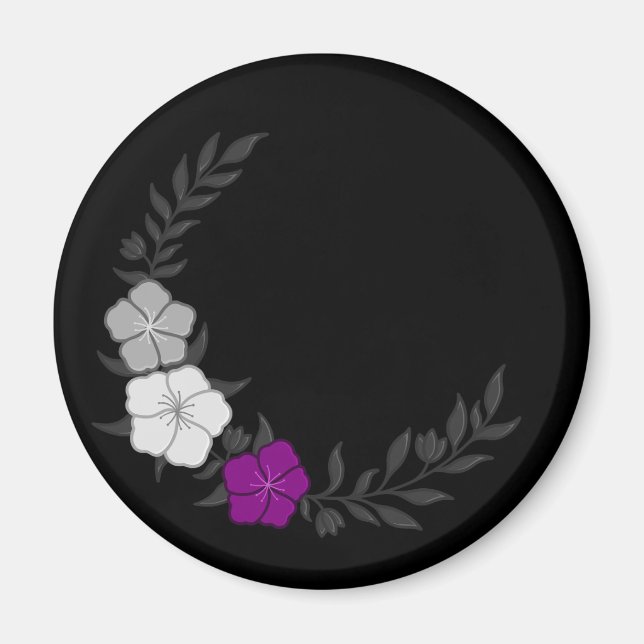 Imán Hermosa media luna de flores asexuales sutiles (Frente)