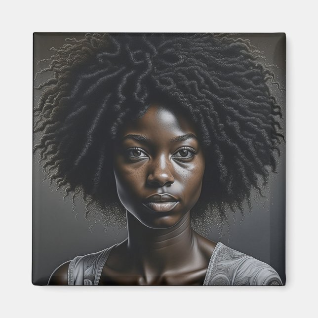 Imán Hermosa mujer afroamericana, arte (Frente)