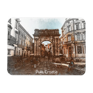 Imán Hermosa pintura de la ciudad de Pula Croatia