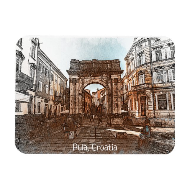 Imán Hermosa pintura de la ciudad de Pula Croatia (Horizontal)