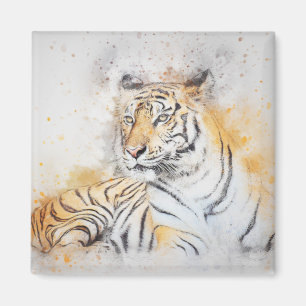 Imán Hermosa pintura de tigres bengalíes