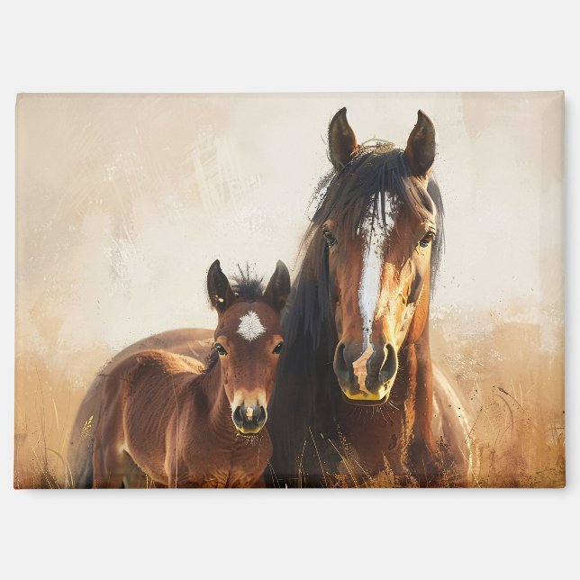 Imán Hermosa pintura de yegua y hueso (Anverso)