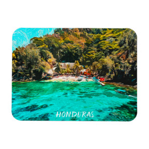 Imán Hermosa pintura tropical hondureña de petróleo