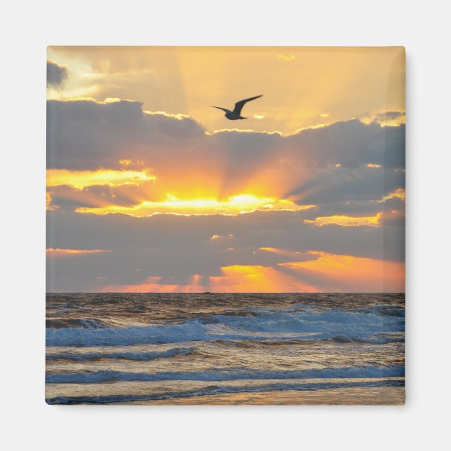 Imán Hermosa Playa Sunrise Scenery Magnet (Frente)