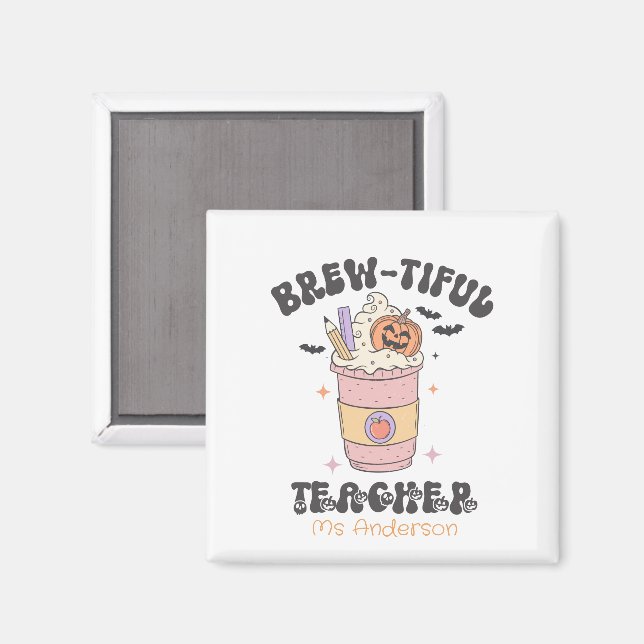 Imán Hermosa profesora personalizado Halloween (Anverso/Reverso)