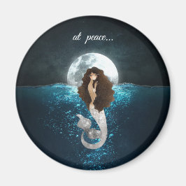 Imán Hermosa sirena en paz bajo la luna llena