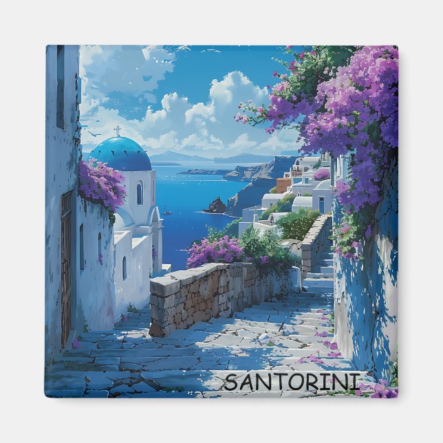 Imán Hermosa vista del océano de Santorini (Frente)