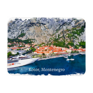 Imán Hermosa vista panorámica de Kotor Bay Montenegro