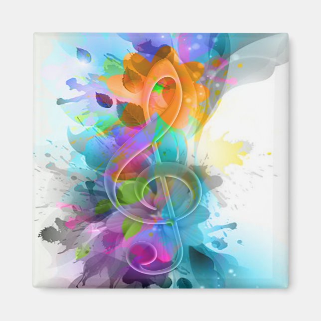 Imán Hermosa y colorida acuarela Splatter Music Note (Frente)