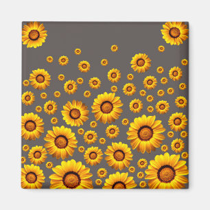 Imán Hermosas flores amarillas sobre fondo gris