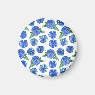 Imán Hermosas flores azules de color agua