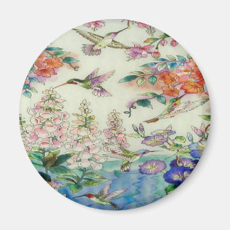 Imán Hermosas flores de Hummingbirds Arte de vidrio tem