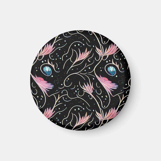 Imán Hermosas Flores y Patrón de Swirls (Frente)