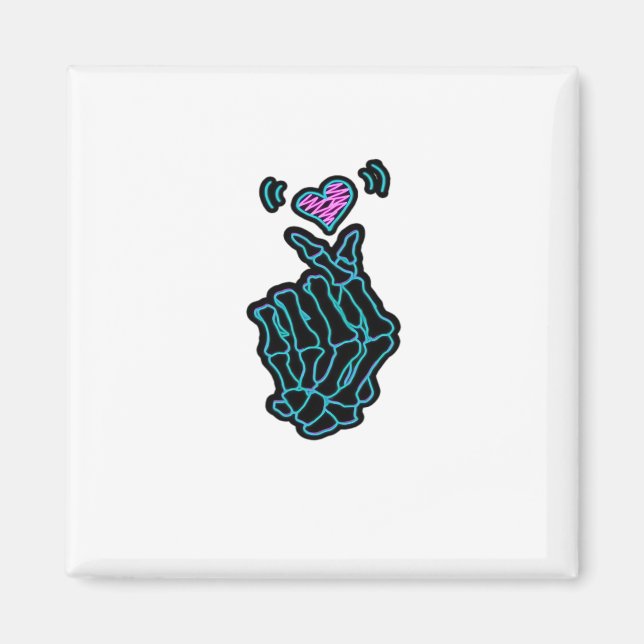 Imán Hermosas Manos De Esqueleto Con Una Señal Cardíaca (Frente)