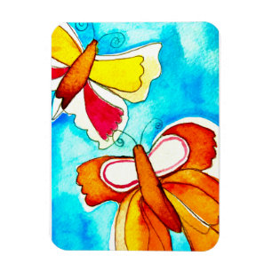 Imán Hermosas mariposas acuarelas