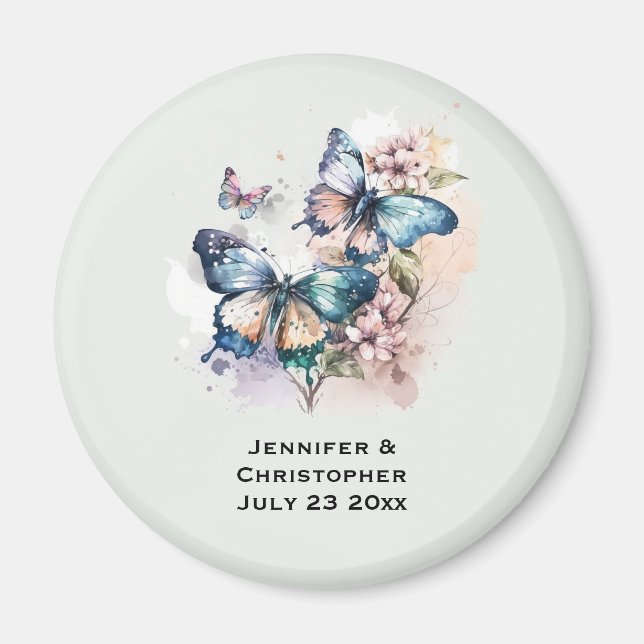 Imán Hermosas mariposas y flores (Frente)