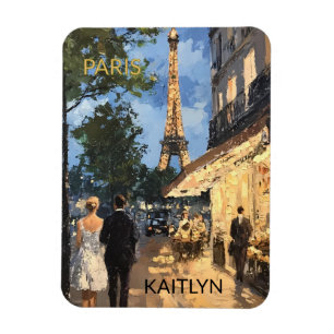 IMÁN Hermoso Acuarela de París Nombre de Viaje