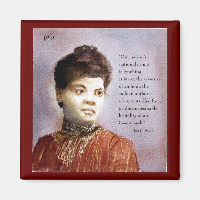 Imán Hermoso acuarela Ida B Wells en una nevera (Frente)