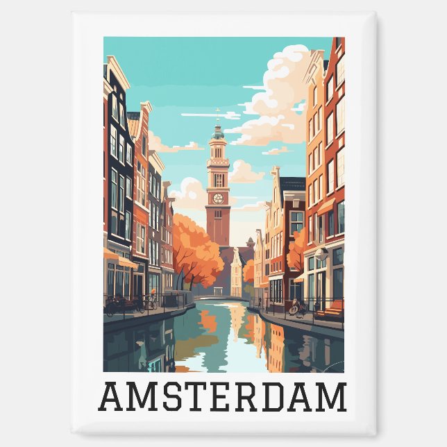 Imán Hermoso Amsterdam Países Bajos Canal Travel (Anverso)