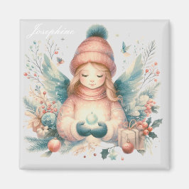 Imán Hermoso ángel de invierno en medio de la naturalez