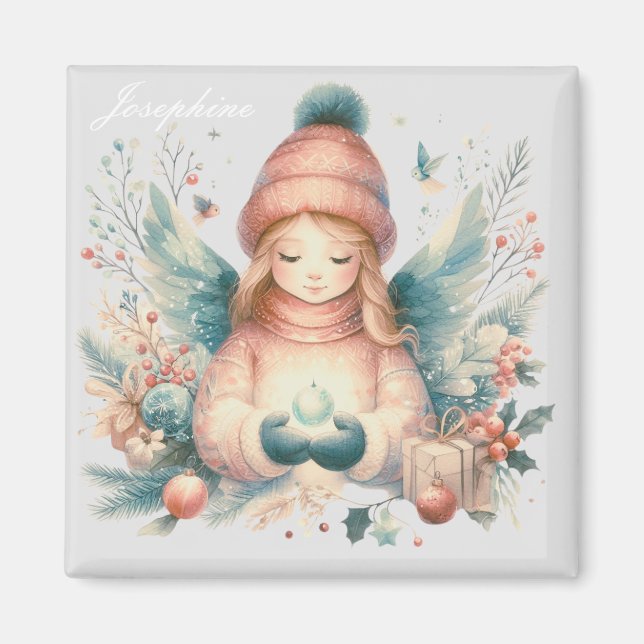 Imán Hermoso ángel de invierno en medio de la naturalez (Frente)