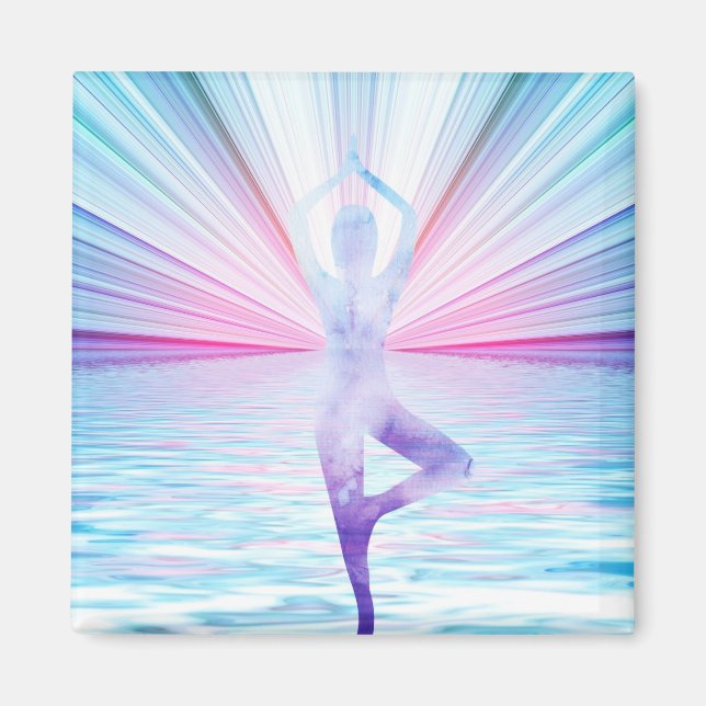 Imán Hermoso árbol de meditación de yoga zen de la vida (Frente)