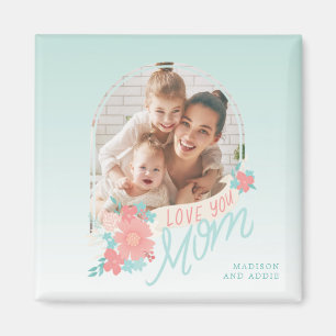 Imán Hermoso arco de fotos florales para mamá