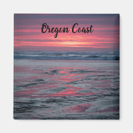 Imán Hermoso atardecer rojo en Nye Beach Newport Oregon