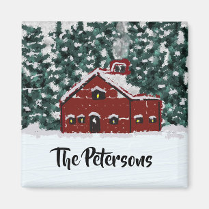 Imán Hermoso Barn de Invierno