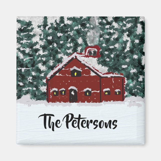 Imán Hermoso Barn de Invierno (Frente)