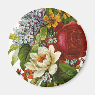 Imán Hermoso Bouquet Romántico de Verano con Rosa Roja