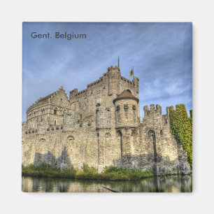 Imán Hermoso castillo en Gante. Recuerdo de viaje de Bé