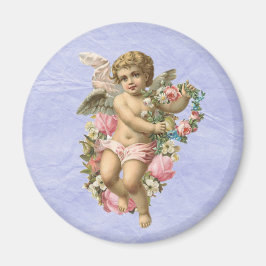 Imán Hermoso Cherub Vintage / Angel con flores