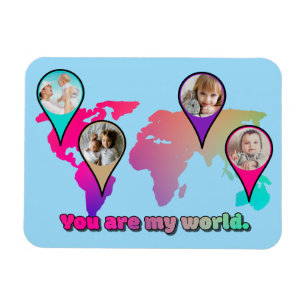 Imán Hermoso Collage de fotos del Mapa Mundial Multicol