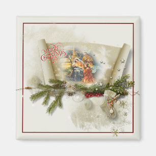 Imán Hermoso collage de la natividad personalizado para