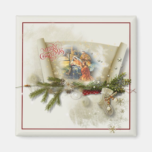 Imán Hermoso collage de la natividad personalizado para (Frente)